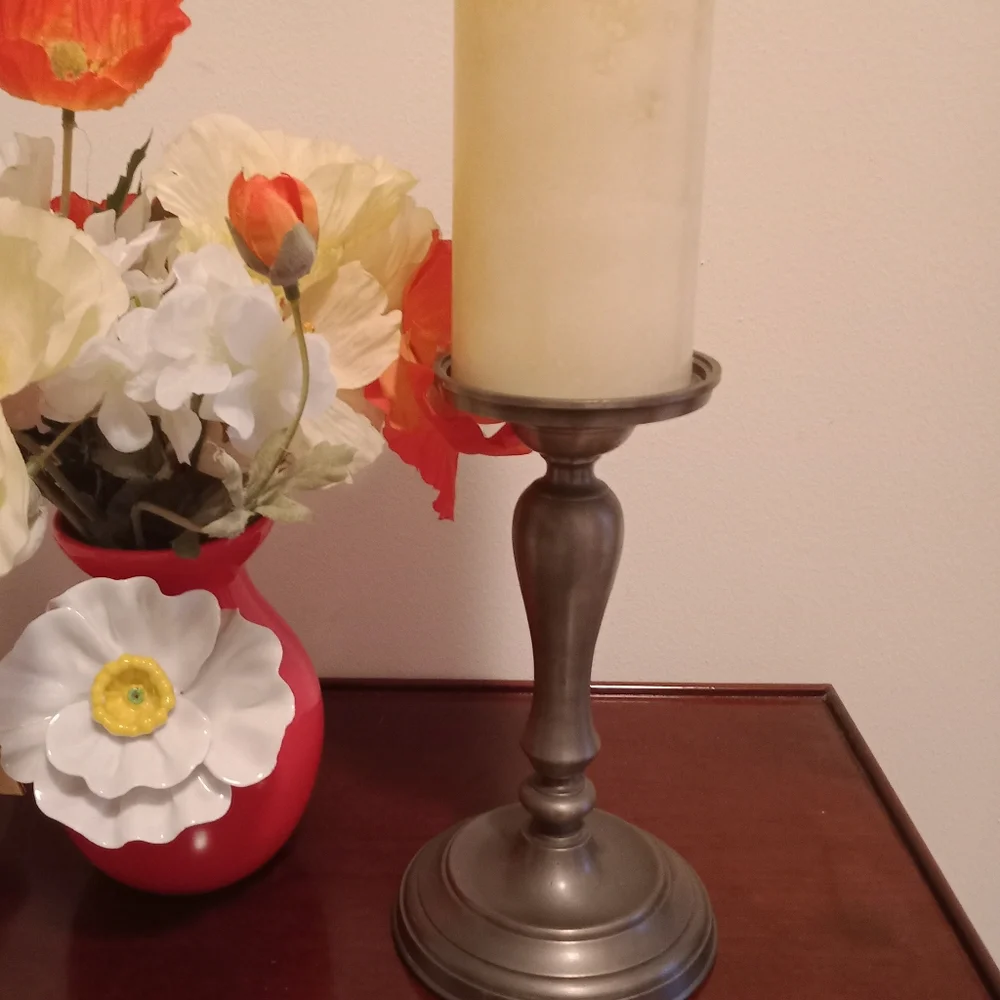Restoration Hardware bronze Pillar Candle Stand
